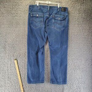 Levis Jeans Mens 42x32 Blue 569 Loose Straight Fit Denim Button Flap Pockets